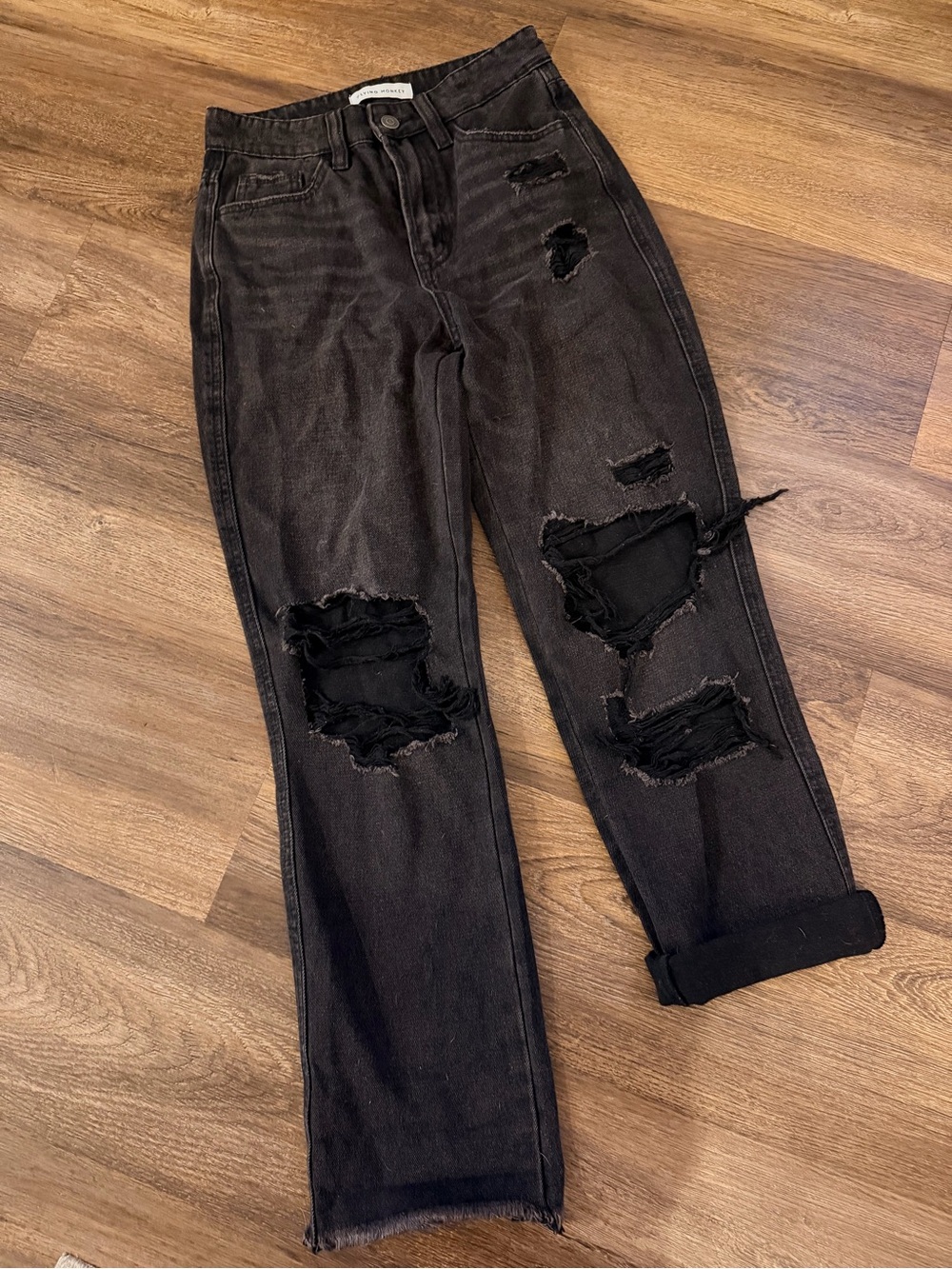 Flying Monkey Black Straight Leg Jeans, Ripped Up, Size 0/24, Worn Once! 🖤